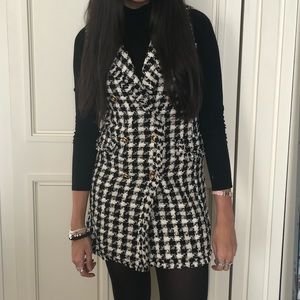 Zara sleeveless houndstooth mini dress size small